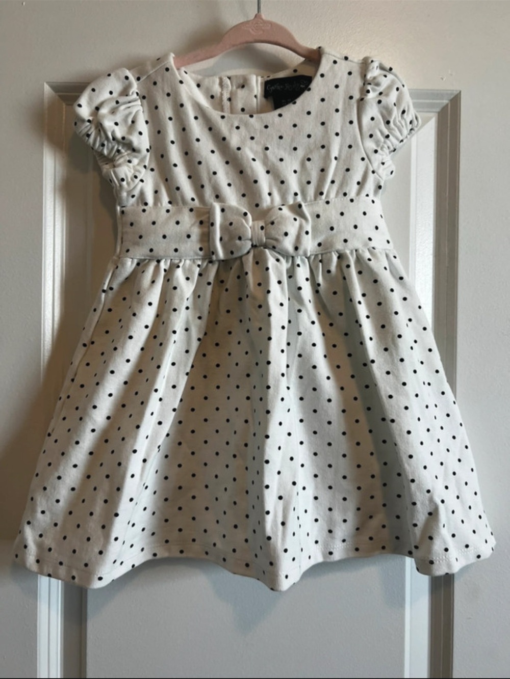 Cynthia Rowley Toddler Girls Polka Dot Bow Dress 3T | White & Black Cap Sleeve